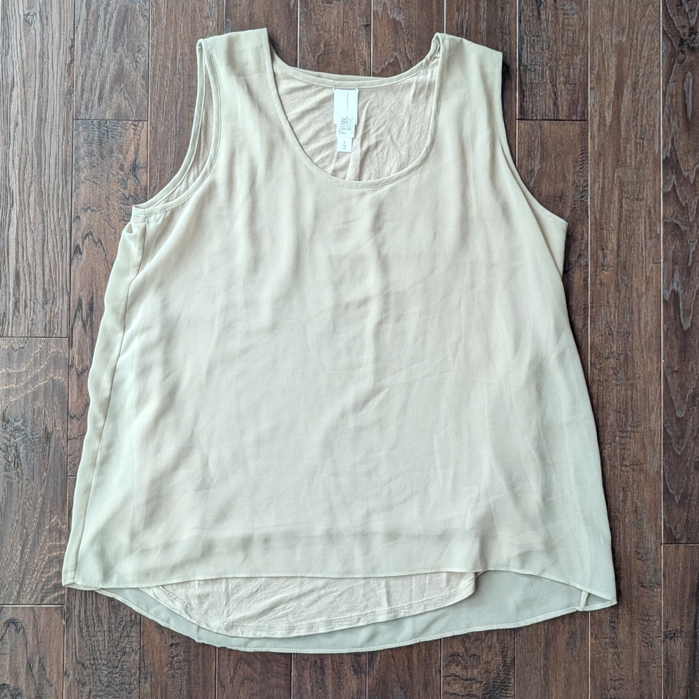 WynneLayers Beige Dual Layer Chiffon Sleeveless Top